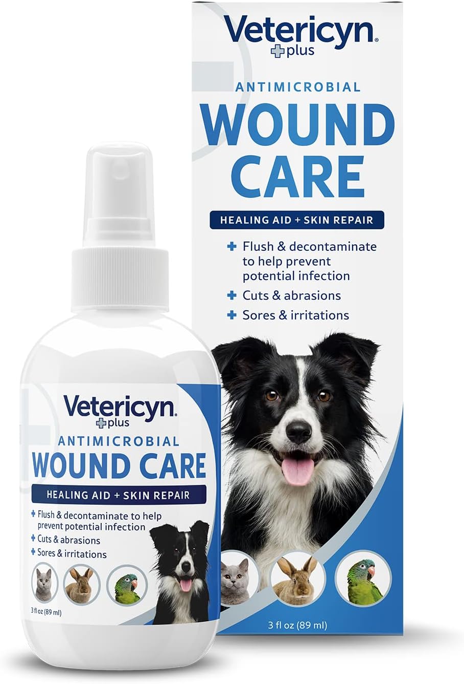Vetericyn Plus Dog Wound Care Spray front view of 3 ounce bottle for animal first aid