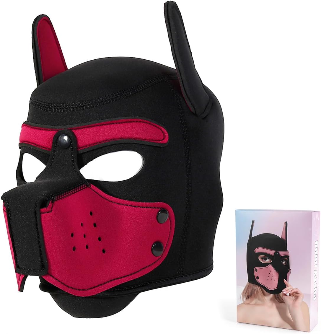 Womalen adult cosplay dog mask showing the seamless back design without zippers.