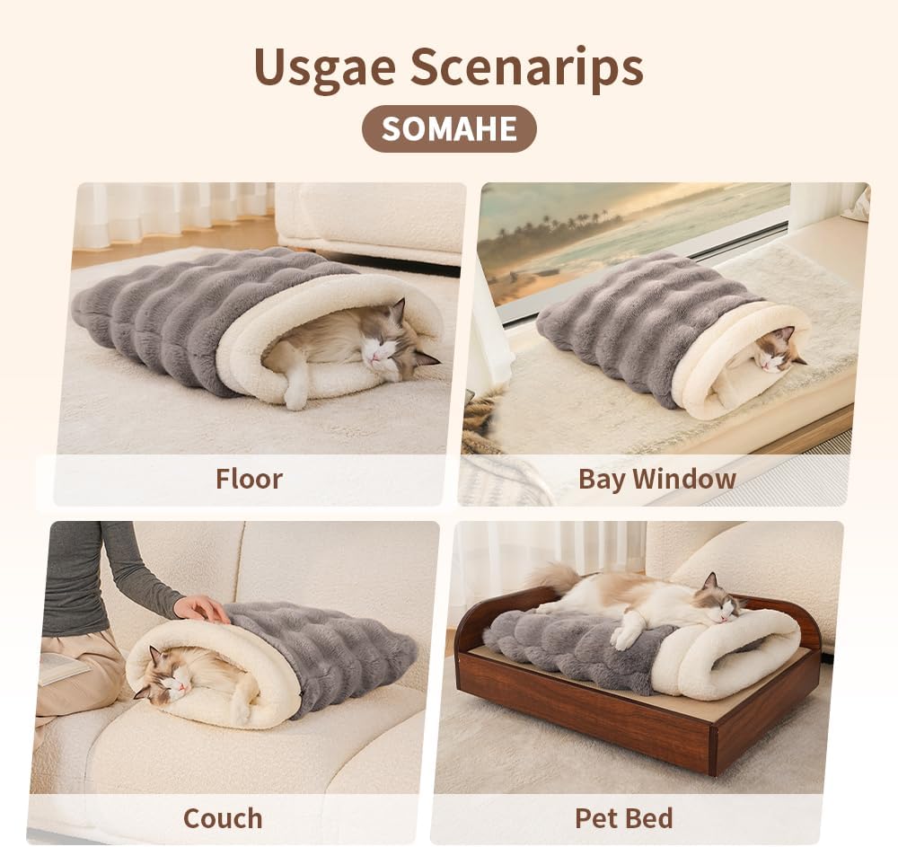 Somahe cat nest in a living room setting