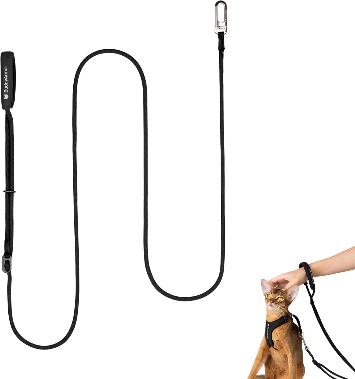 Hands Free Cat Leash Lightweight 4.1-7.2FT Adjustable Durable Rope Leash with Padded Handle, Versatile Crossbody Waist Lead for Cats Puppy 26lbs Outdoor Walking (Olive, S) - Image 11
