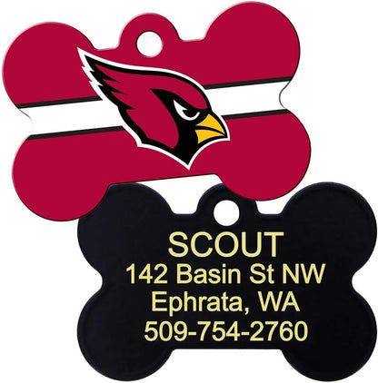GoTags personalized sports fan pet item packaged with attachment hardware.