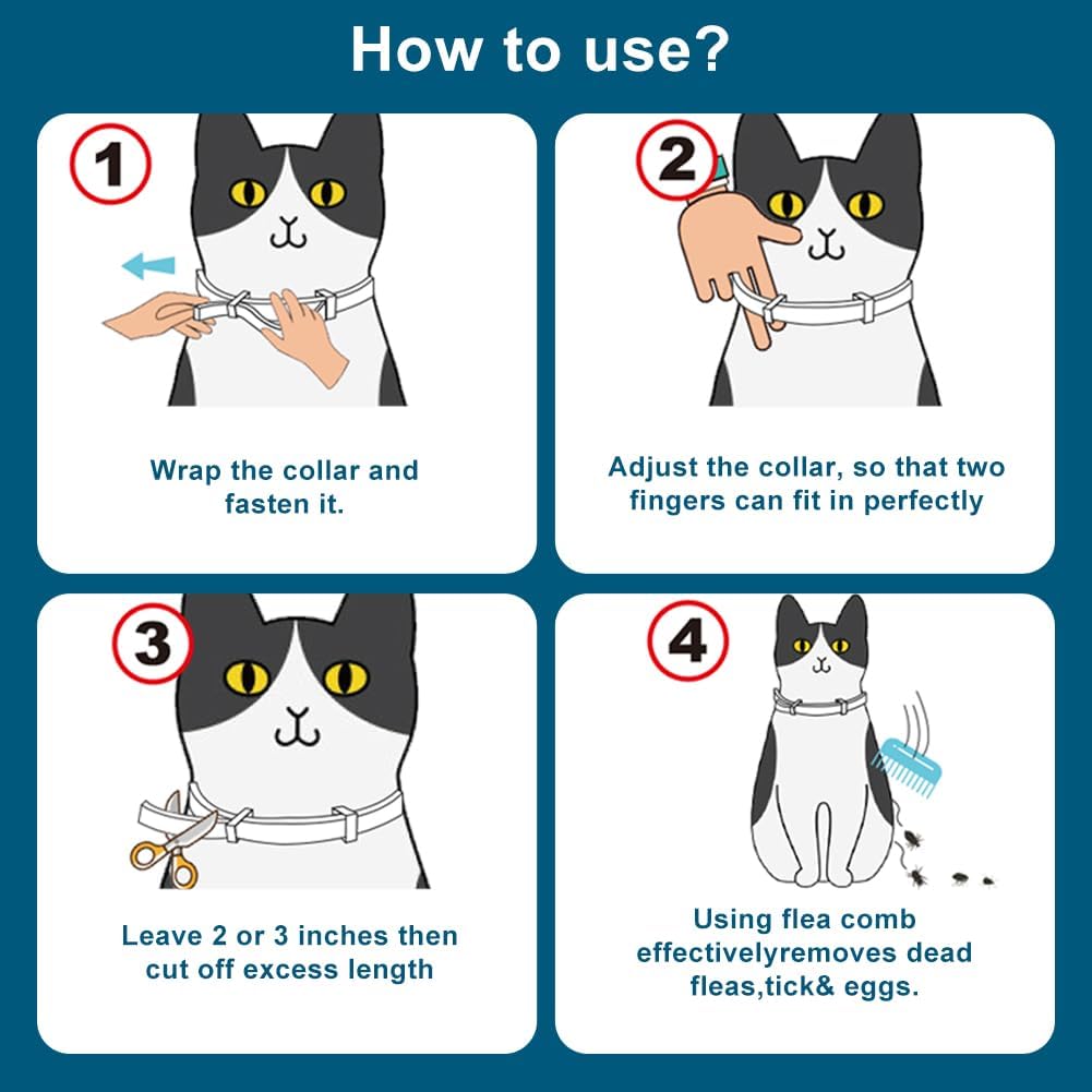 Instructions for fitting Amdeiur flea collar on cats