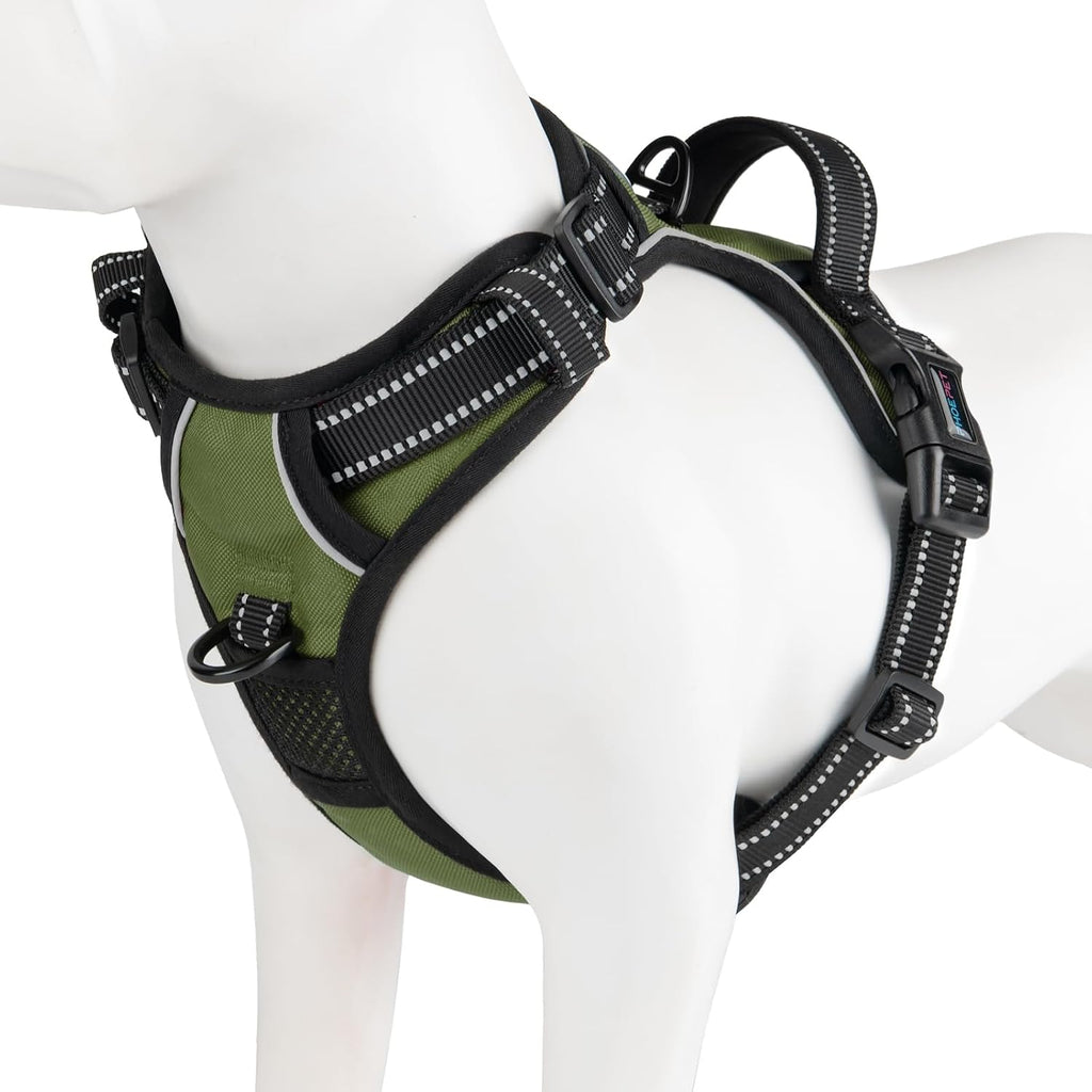 PHOEPET No Pull Dog Harness Medium Reflective Front Clip Vest with Handle, Adjustable 2 Metal Rings 2 Buckles(M, Grey) - Image 10