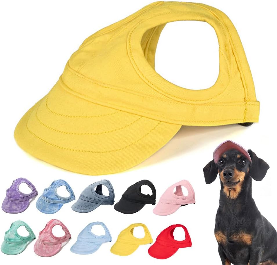 New Canvas Dog Hat - Sun Protection Visor with Ear Holes & Adjustable Neck Strap (Red, S) - Image 15