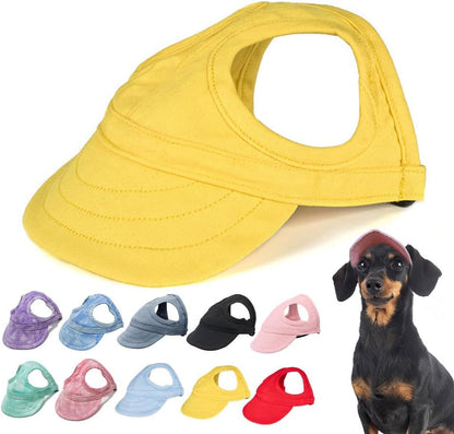 New Canvas Dog Hat - Sun Protection Visor with Ear Holes & Adjustable Neck Strap (Red, S) - Image 15