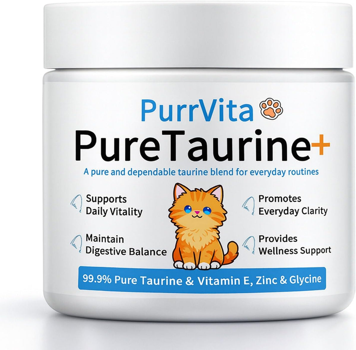 Anefose PurrVita Taurine for Cats powder supplement front view container