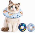 Generic waterproof cat recovery donut collar front view on a light blue background.