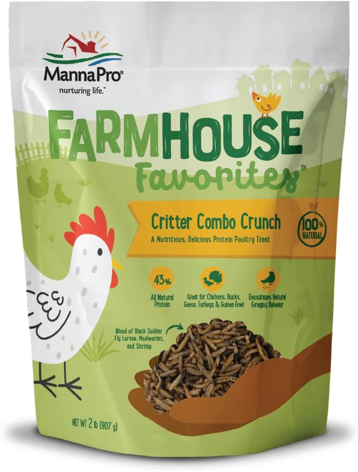 Manna Pro Farmhouse Favorites Critter Combo Crunch Bug Jug - Engaging Poultry Treat - Blend of Black Solider Fly Larvae, Mealworms & Shrimp - Great Source of Protein - Encourages Foraging - 25oz - Image 11