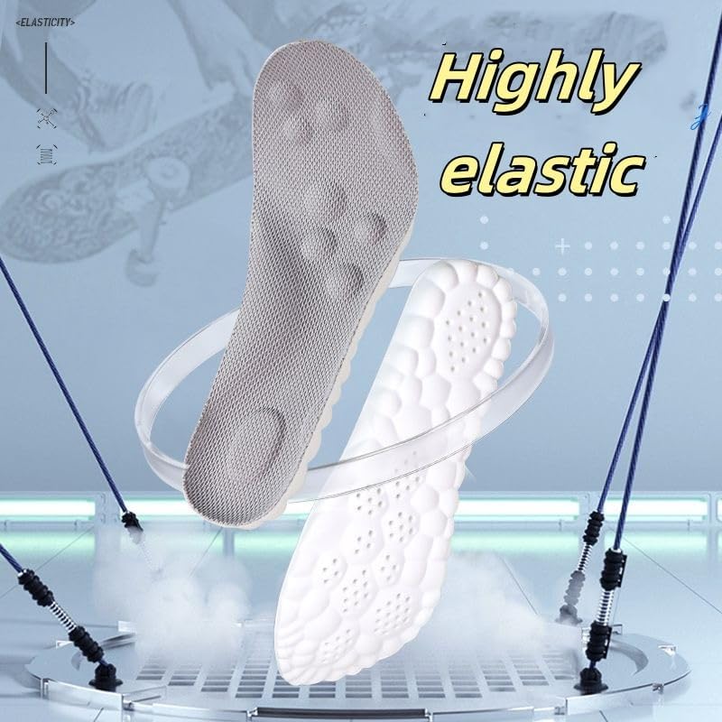 Insoles being trimmed with scissors to demonstrate the customizable cuttable fit feature.