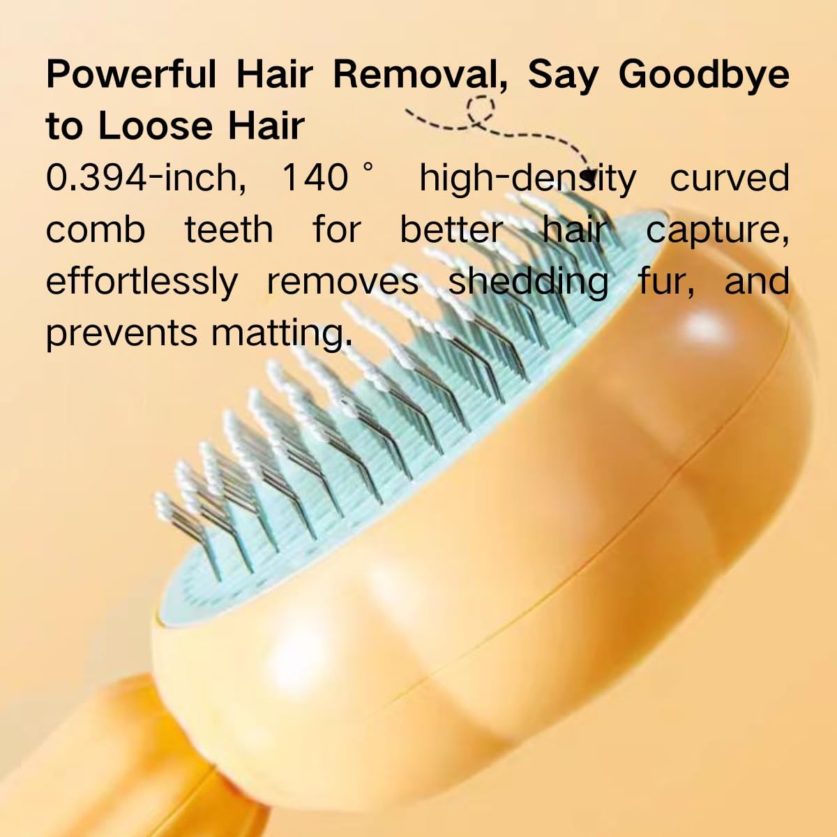 Close up of the one click fur ejection mechanism on pet brush