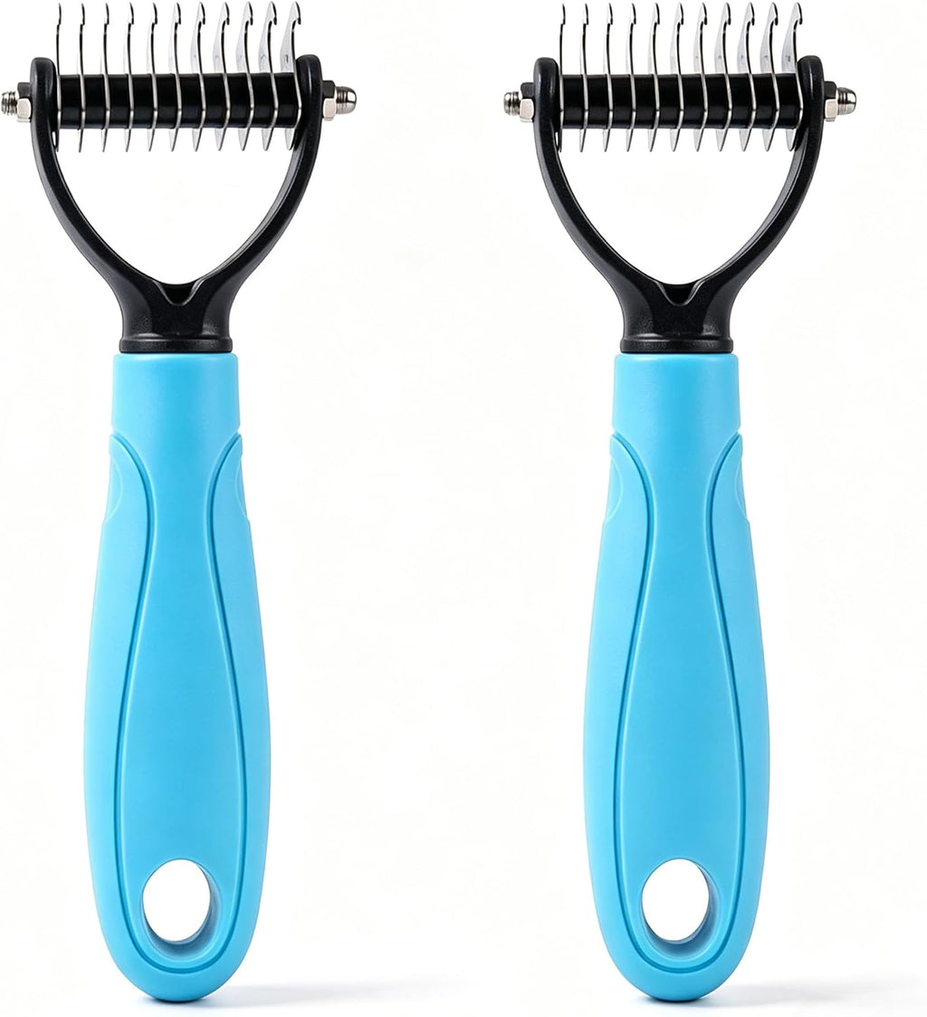 Pet Pro Grooming Tool, Dematting Comb for Dogs and Cats, Undercoat Rake Pet Brush for Long Hair, Deshedding Dog Brush Removes Tangles Knots and Loose Fur (Blue-L) - Image 14