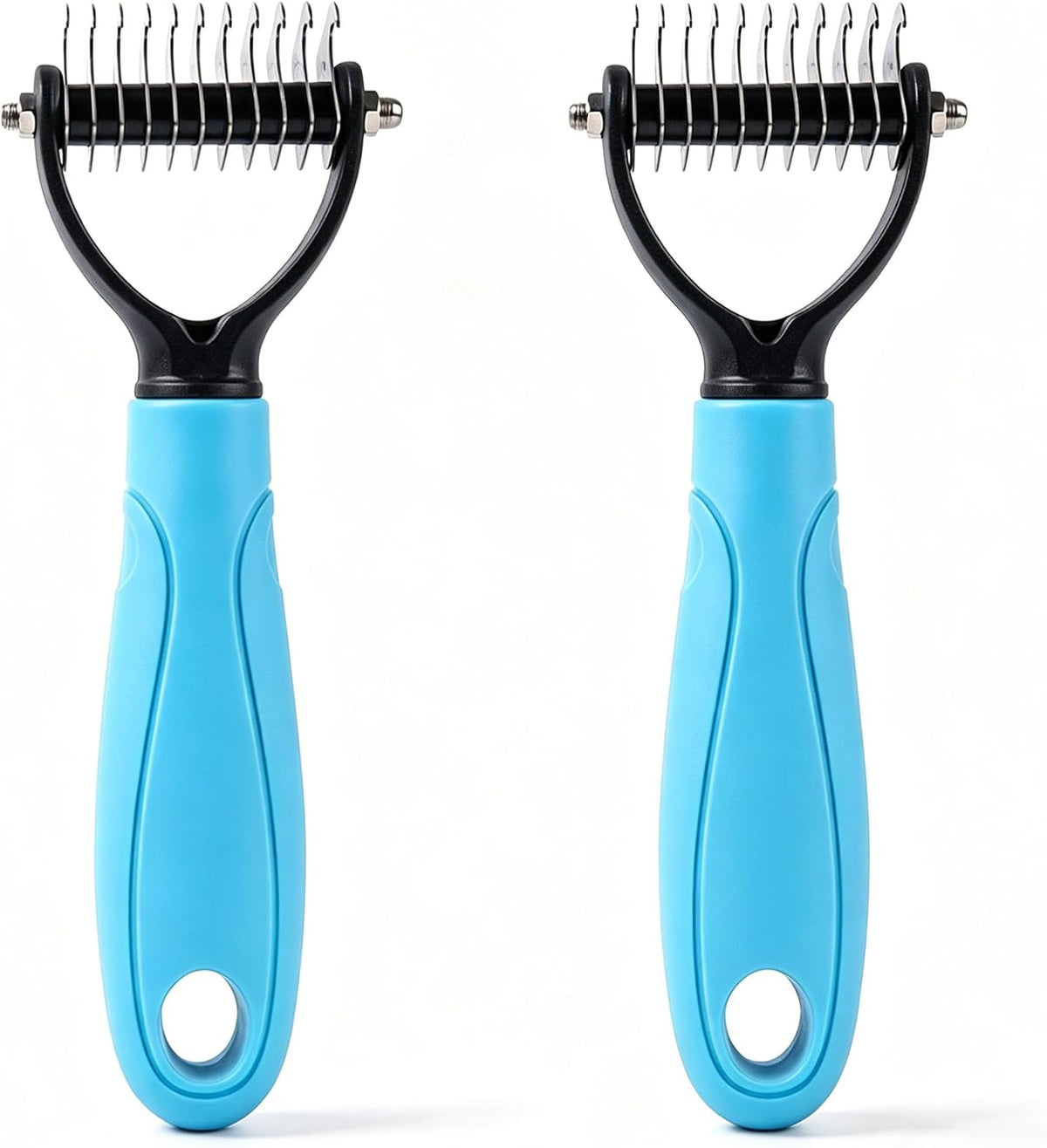 Pet Pro Grooming Tool, Dematting Comb for Dogs and Cats, Undercoat Rake Pet Brush for Long Hair, Deshedding Dog Brush Removes Tangles Knots and Loose Fur (Blue-L) - Image 14