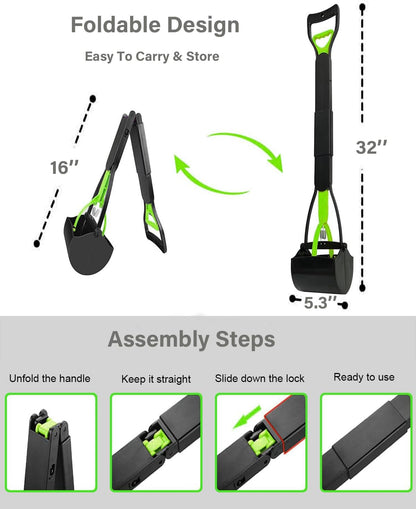 Collapsible hinges showing how the pet scooper folds down for storage