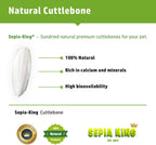 Sepia King cuttlebone attached to a bird cage for pet health