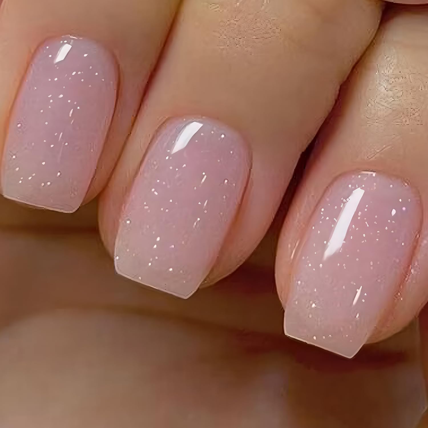 Vishine sheer glitter pink gel nail polish bottle front view