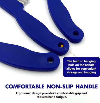 Set of three cat and dog flea combs