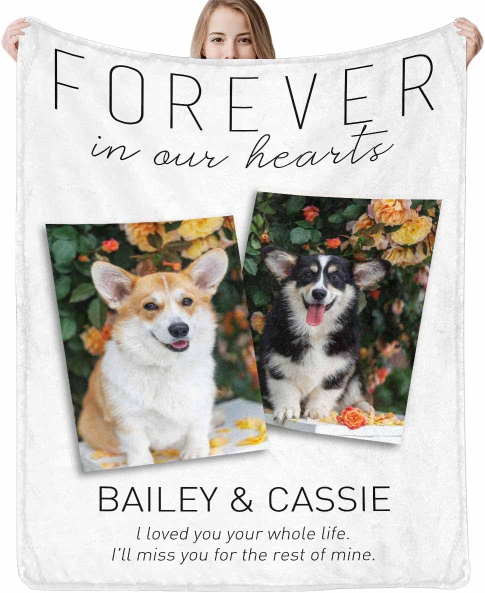 Artsadd Custom Memorial Blanket with Photos and Name-in Loving Memory Gifts Personalized for Loved Ones Lost-Remembrance Blankets for Dogs Cats Pets Lover-Black - Image 13