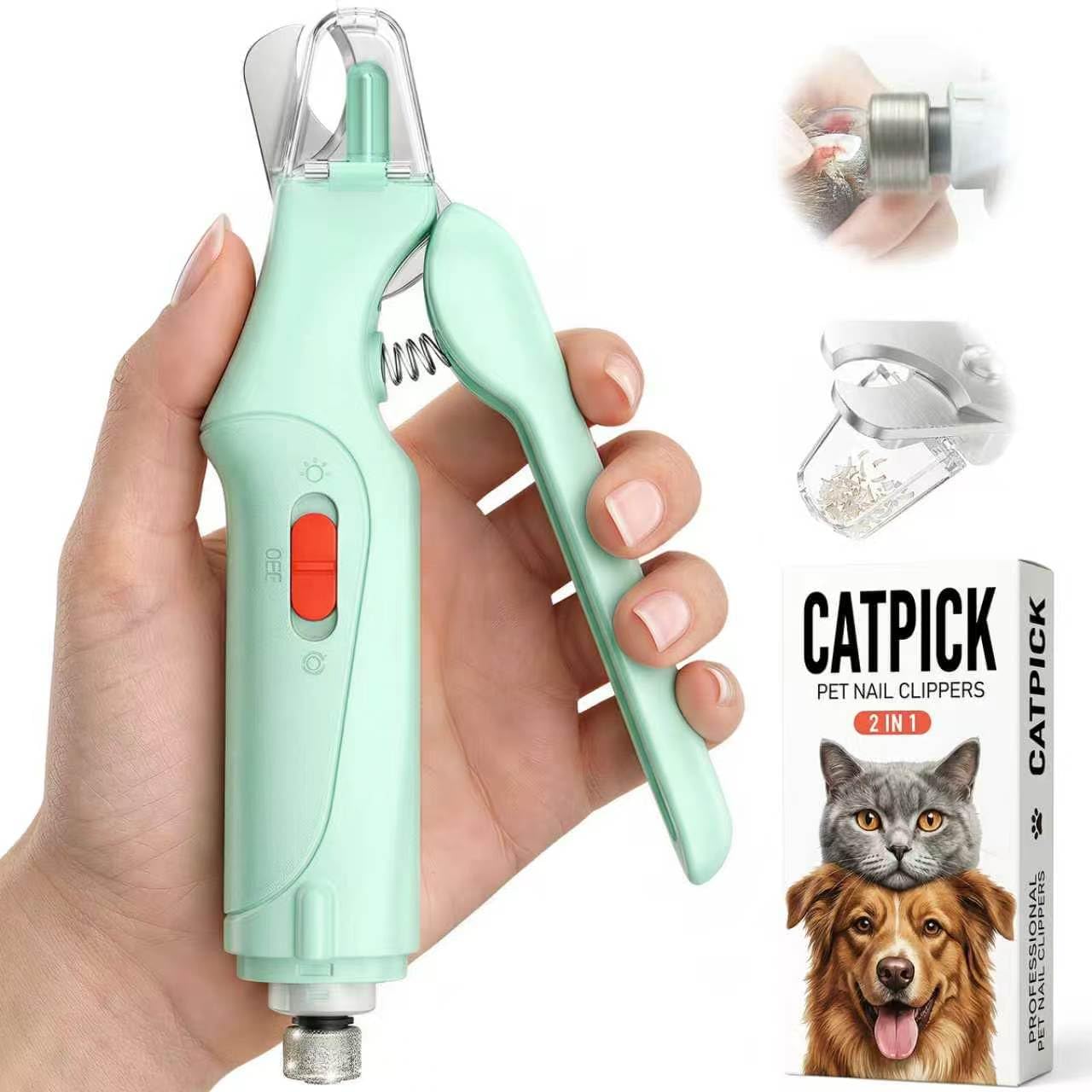 CATPICK 2-in-1 Cat Nail Clippers & Dog Nail Clippers Trimmers for Large Medium Small Dogs Cats Claw Trimmer Quick Sensor and Safety Guard USB Rechargeable with 2 LED Lights Dogs Nail Trimmer - Image 13