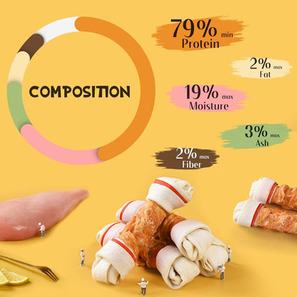 4 piece pack of chicken wrapped rawhide bones