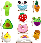 Bulk set of 18 colorful stuffed pet toys