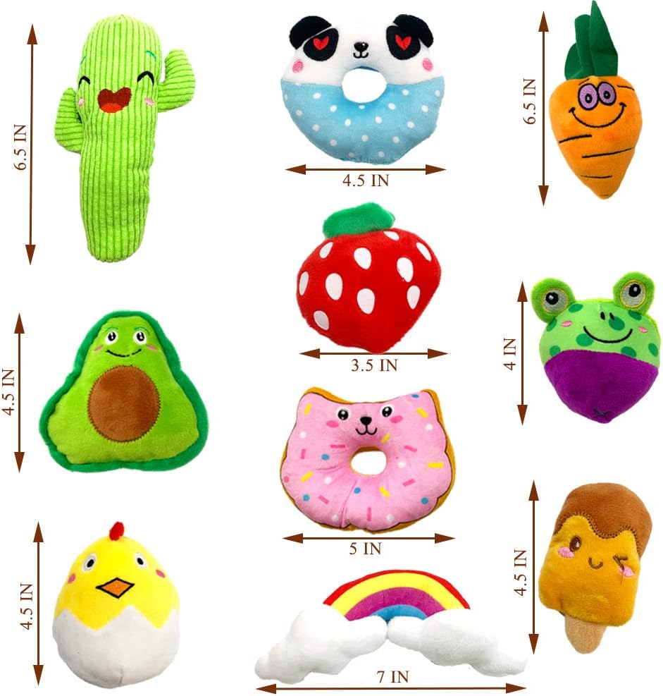 Bulk set of 18 colorful stuffed pet toys