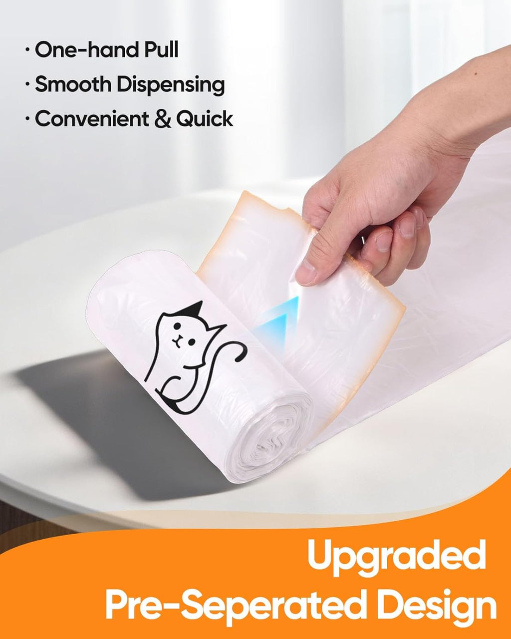 Pre separated automatic litter drawer bags roll close up