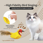 Two pack realistic bird sound plush kitten toy with real feathers