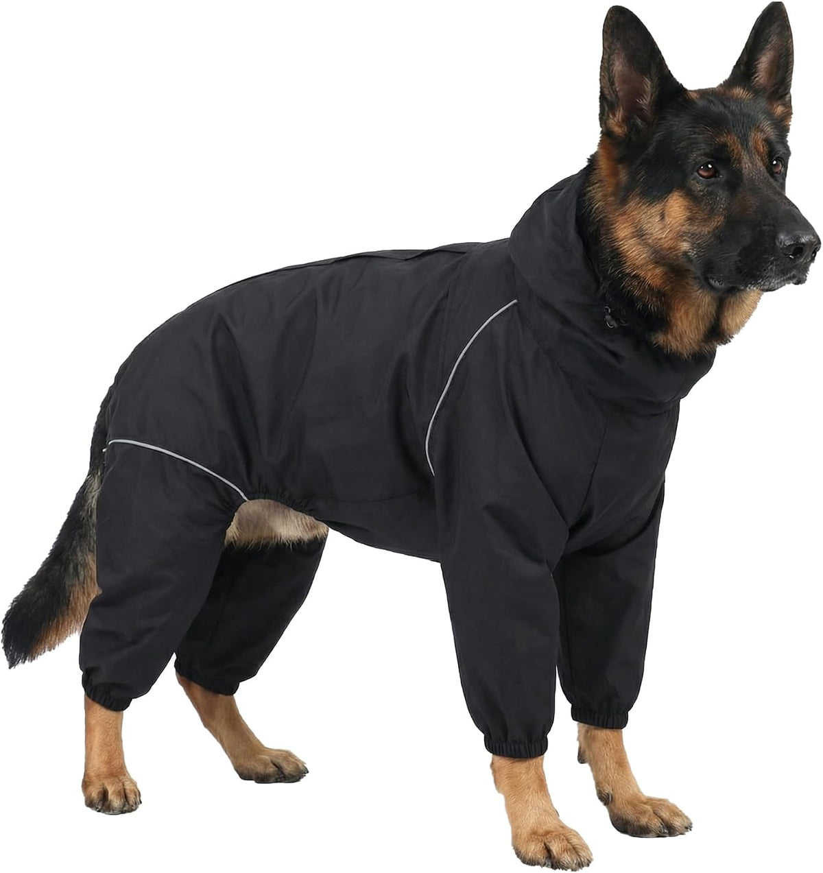 Dog Raincoat for Medium Large Dogs,rain Jacket Coat, Full Leg Coverage Waterproof Rain Suit with Detachable Hood & Tail, Reflective Strips, Snag-Free Top Zipper (Black for Boy, XX-Large) - Image 15
