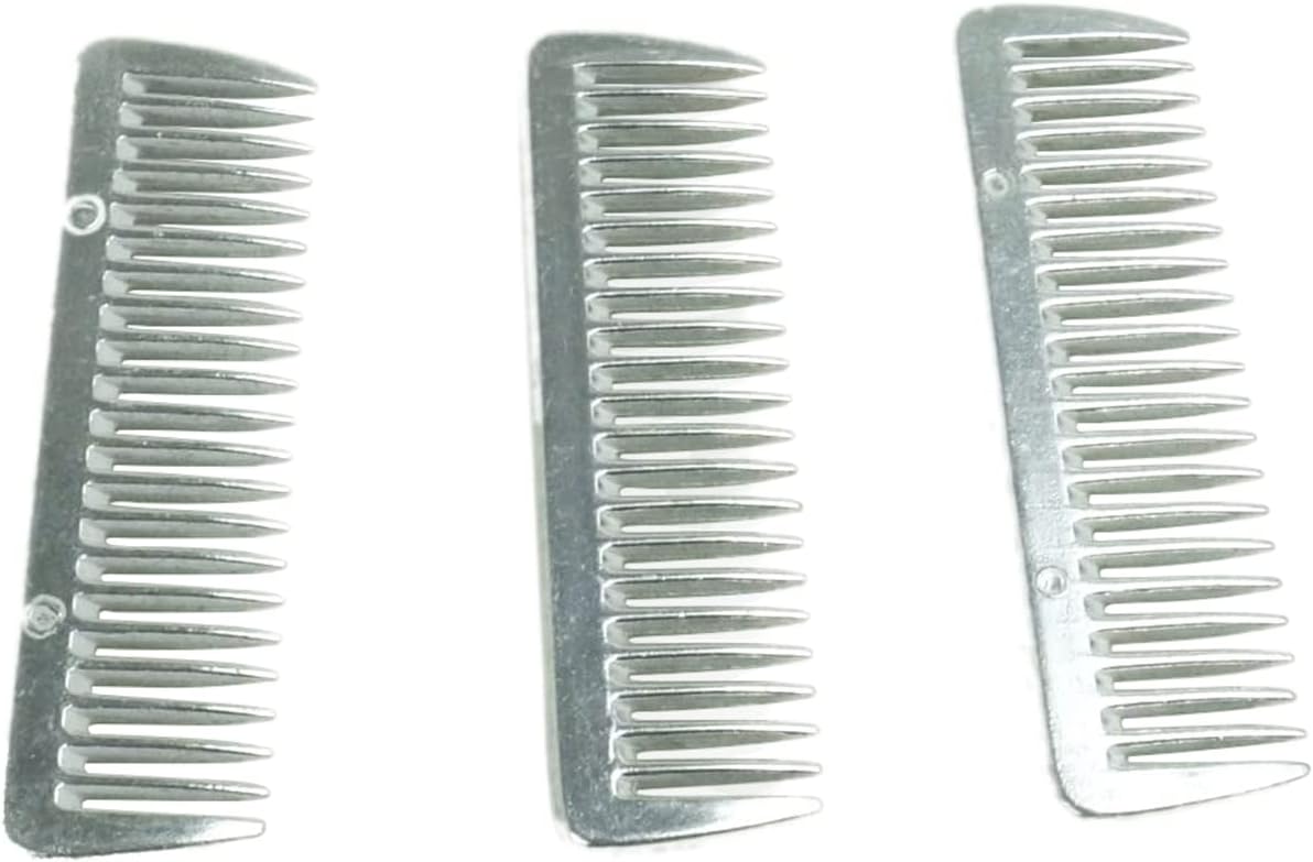 SXYH stainless metal pulling combs 3 pack front view for horse grooming.