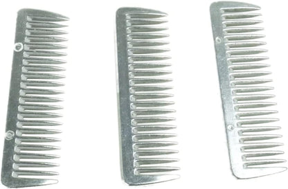 SXYH stainless metal pulling combs 3 pack front view for horse grooming.