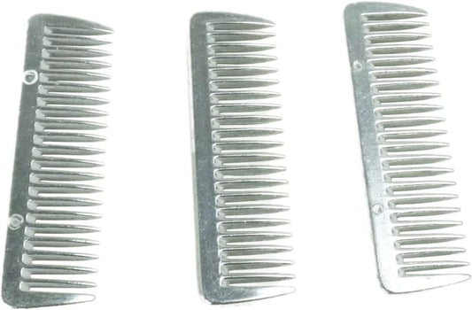 SXYH stainless metal pulling combs 3 pack front view for horse grooming.