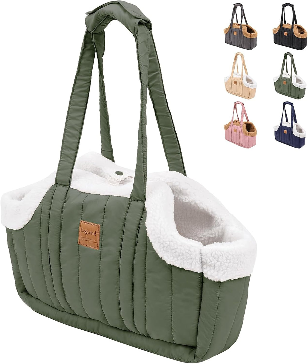 ETIAL Small Dog Carrier Purse, Winter Fleece Warm Dog Tote Bag Carrier with Secure Harness Clip for Puppy Kitten, Waterproof Pet Travel Handbag for Shopping, Hiking and Walking (Black) - Image 10