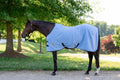 TuffRider Millers Standard Neck Fleece Cooler for horses front view in powder blue color.
