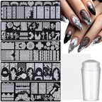 Molilon 5 Piece Lace Nail Stamping Plate Set with tools
