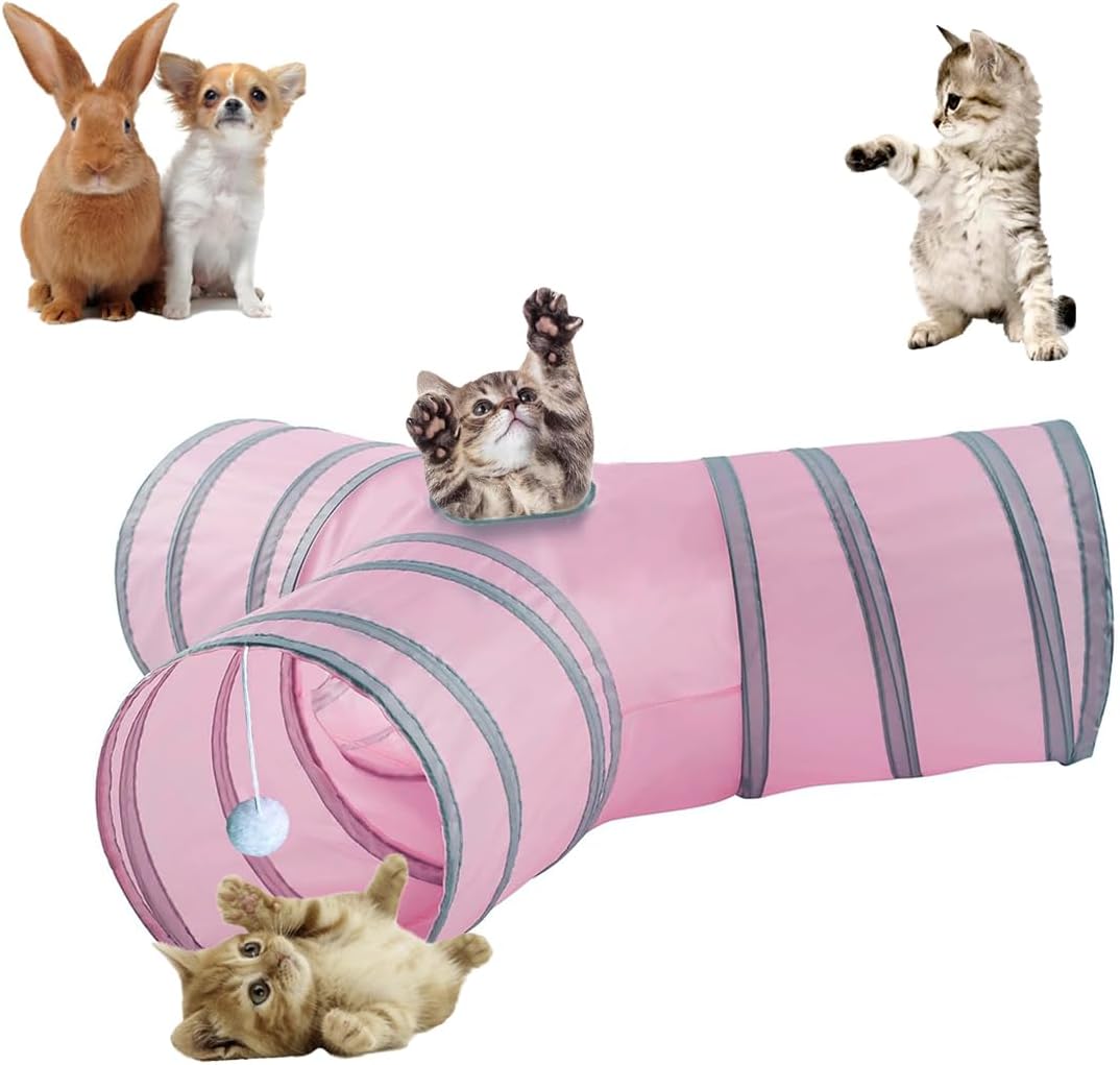 3-Way Collapsible Cat Tunnel Tube Toy Black Blue - Interactive Play Tunnel with Hanging Ball & Peek Hole for Indoor Cats, Kittens, Puppies & Rabbits | Hours of Fun & Exercise - Image 13