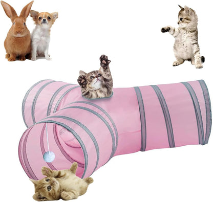 3-Way Collapsible Cat Tunnel Tube Toy Black Blue - Interactive Play Tunnel with Hanging Ball & Peek Hole for Indoor Cats, Kittens, Puppies & Rabbits | Hours of Fun & Exercise - Image 13