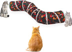 Interactive pet tunnel with built-in dangling play balls for stimulation