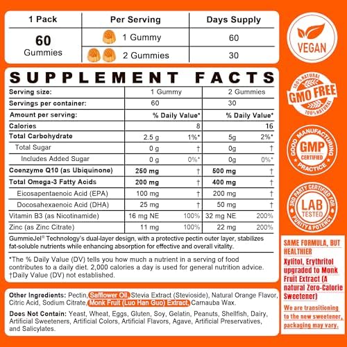 Supplement facts label on the back of NEVISS ultra Co Q-10 dietary supplement bottle.