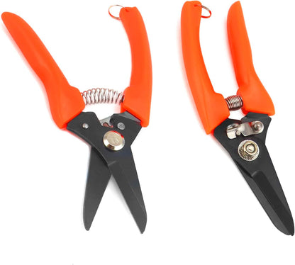 Stainless steel semi serrated blades on orange handle hoof cutters