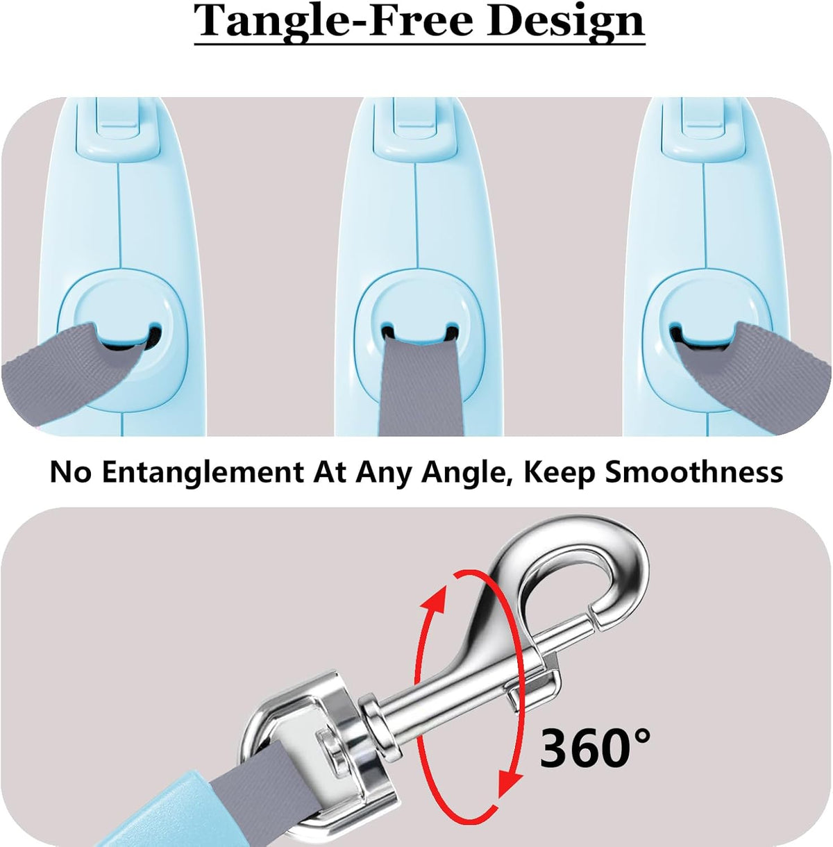 Blue Lusosh pet leash handle and locking mechanism