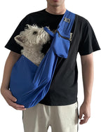 Adjustable shoulder strap detail of pink pet sling