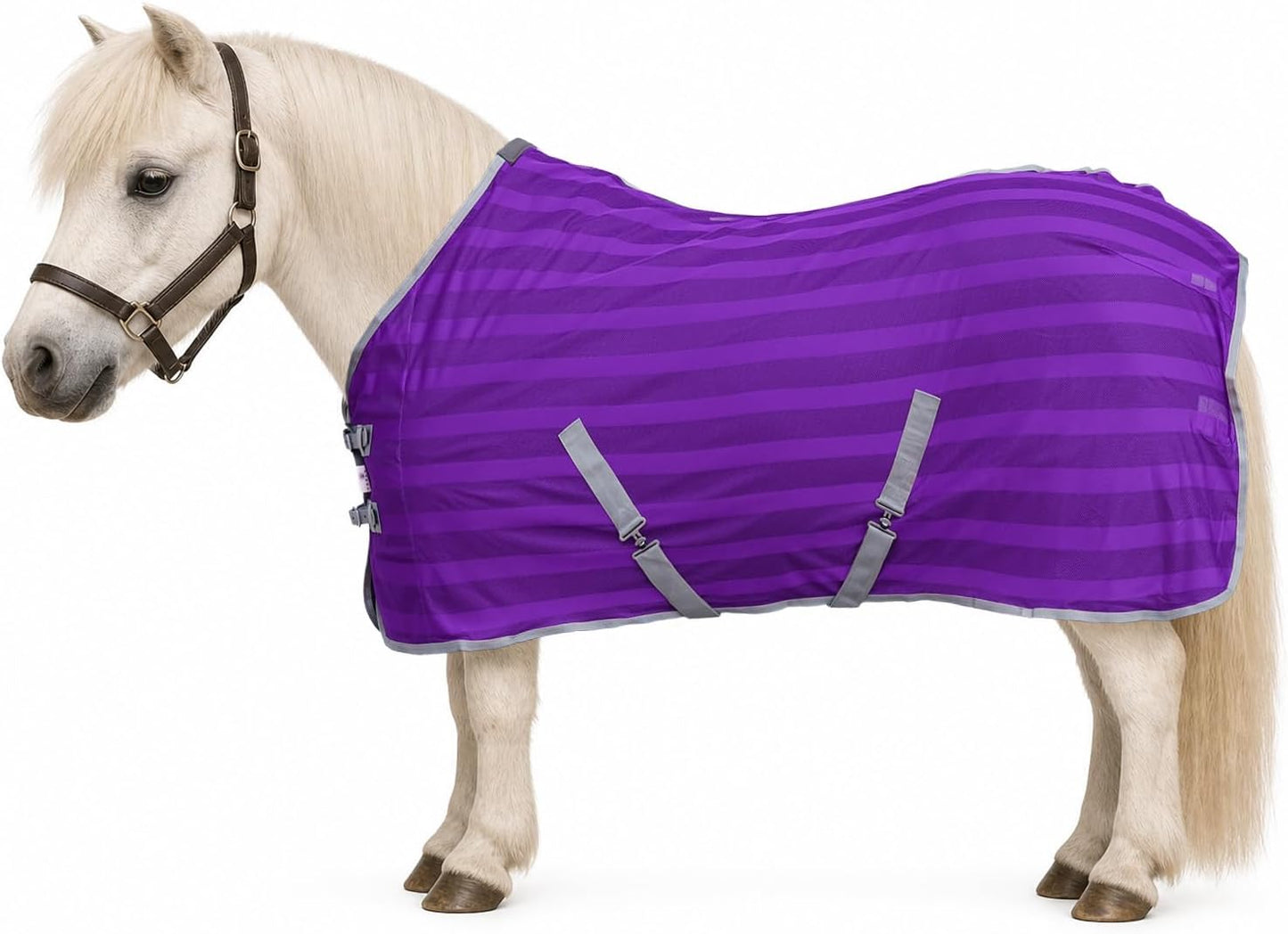 Challenger pony airflow mesh sheet details displaying the secure belly straps and chest closures