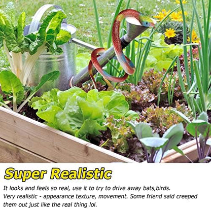 Soft rubber replica snakes in different colors for chemical free backyard pest control