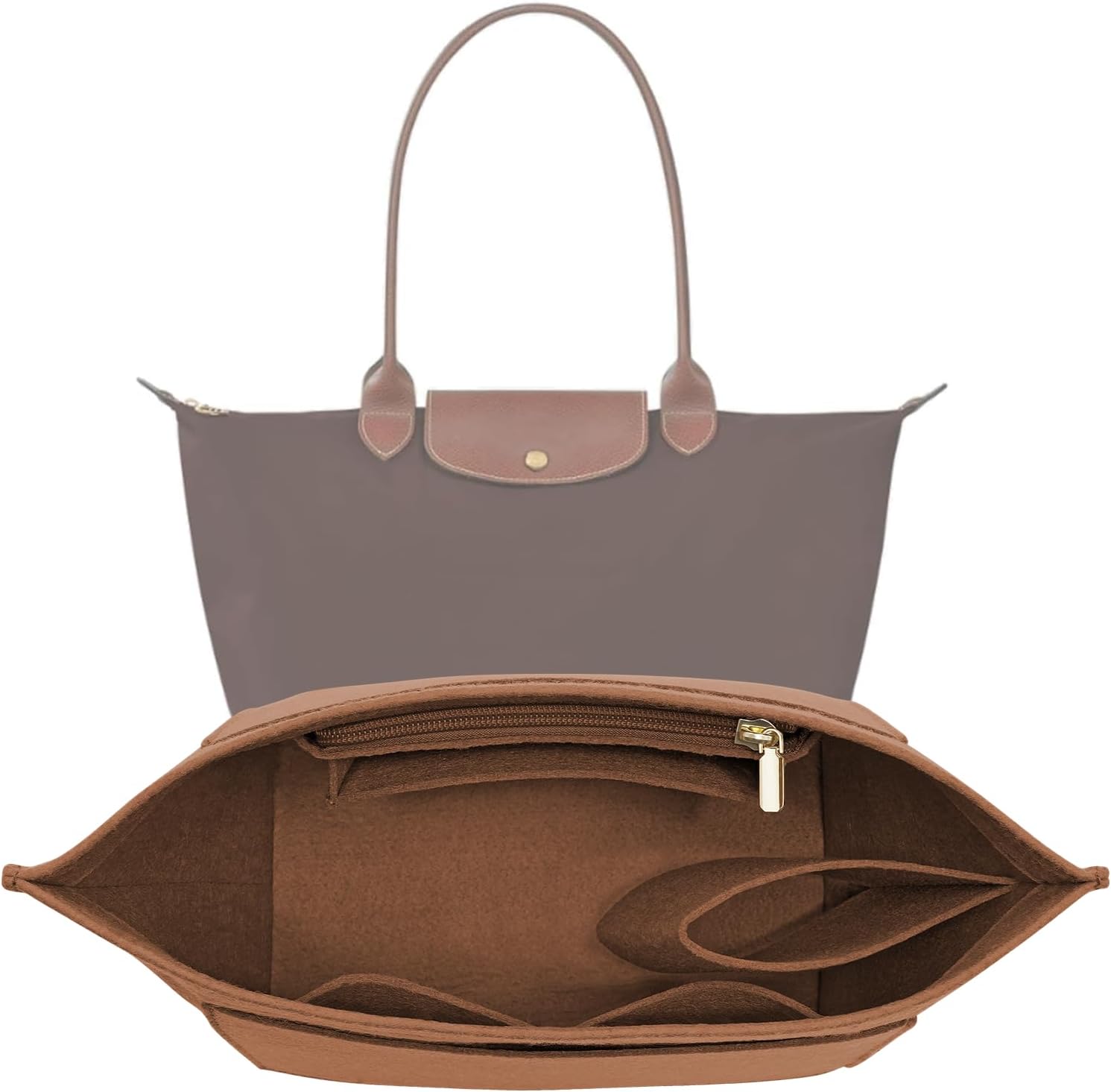 LOUKAYCCI inner bag pocket organizer designed for luxury travel tote handbags.