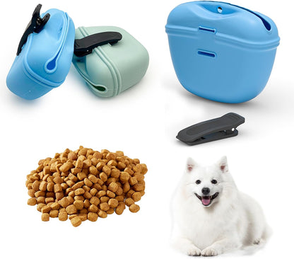 Dishwasher safe silicone treat bag opened wide to show the spacious interior container capacity.