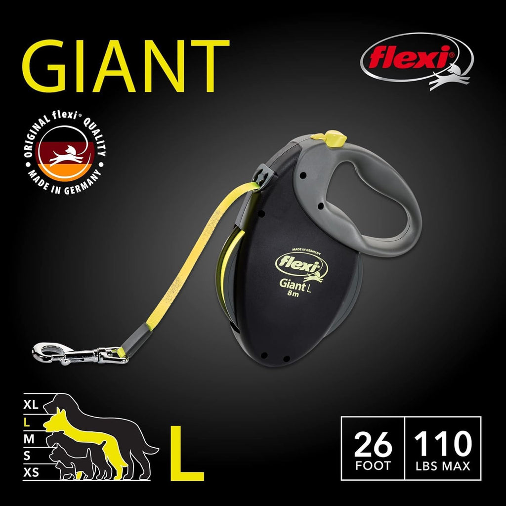 Close up of Flexi Giant black retractable leash handle