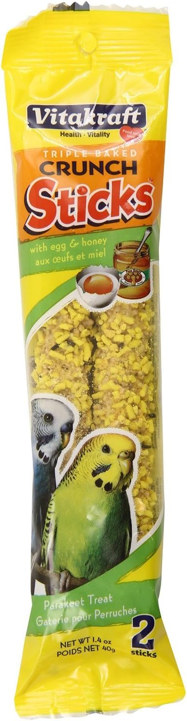 Vitakraft Crunch Sticks Parakeet Treat - Triple-Baked Millet Parakeet Treats with Natural Wood Center - Crunchy & Nutritious Bird Treat Sticks for Small Animals (12 Count, Honey, Egg, and Apple) - Image 9