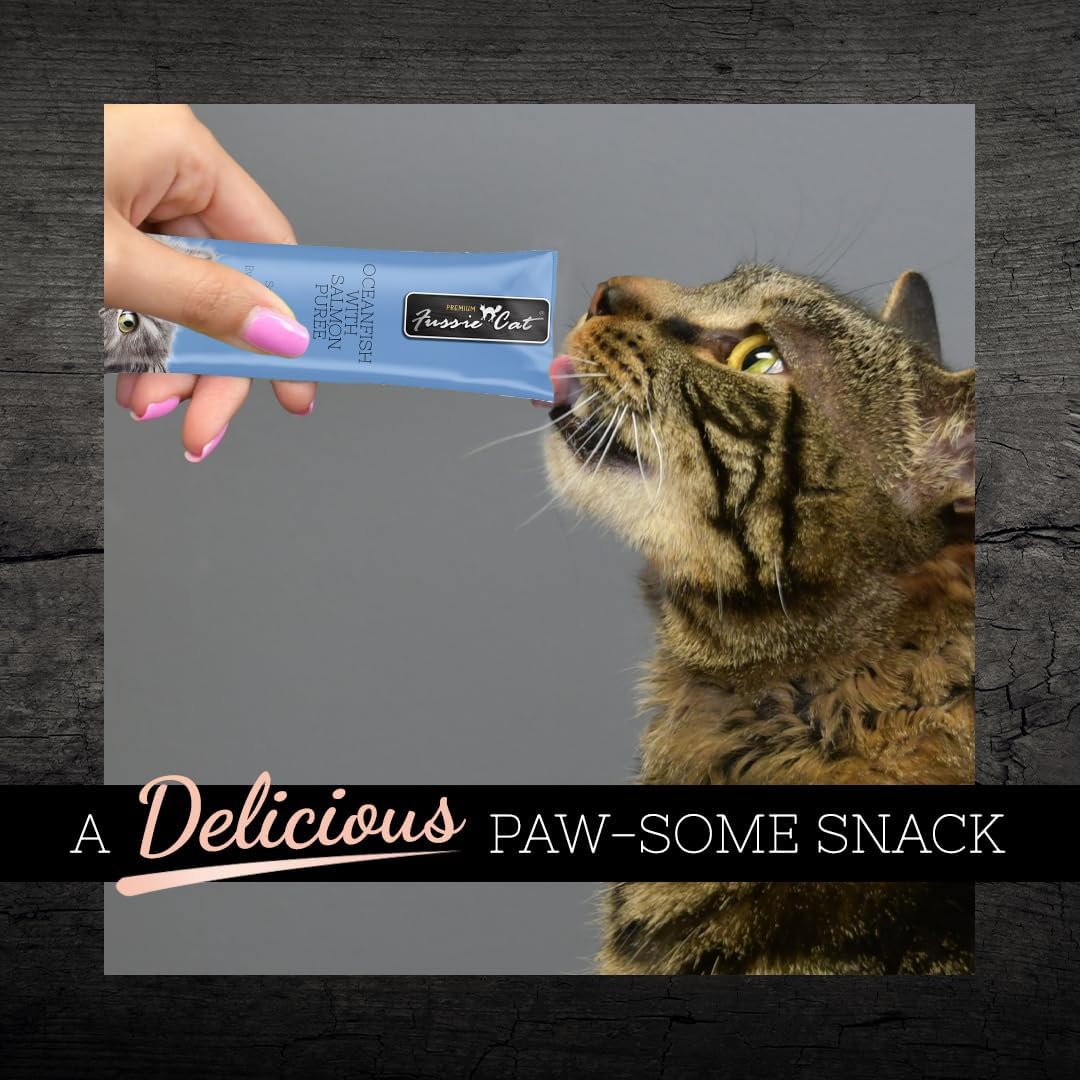 Fussie Cat treat 4 count pouch packaging detail