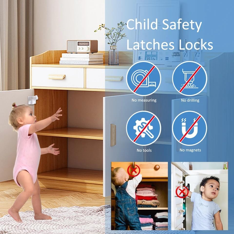 Child safety locks installed on refrigerator and appliance doors