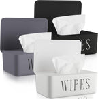 Singhoow 3 Pack Baby Wipes Dispenser set showing black white and gray containers